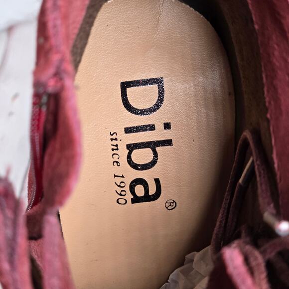 Diba Blake Suede Leather Stacked Wedge Bootie in Burgundy 8.5 NWT - Picture 9 of 13